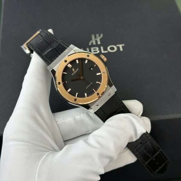 Hublot Classic Fusion Replica Watches Black Dial King Gold Bezel 42mm
