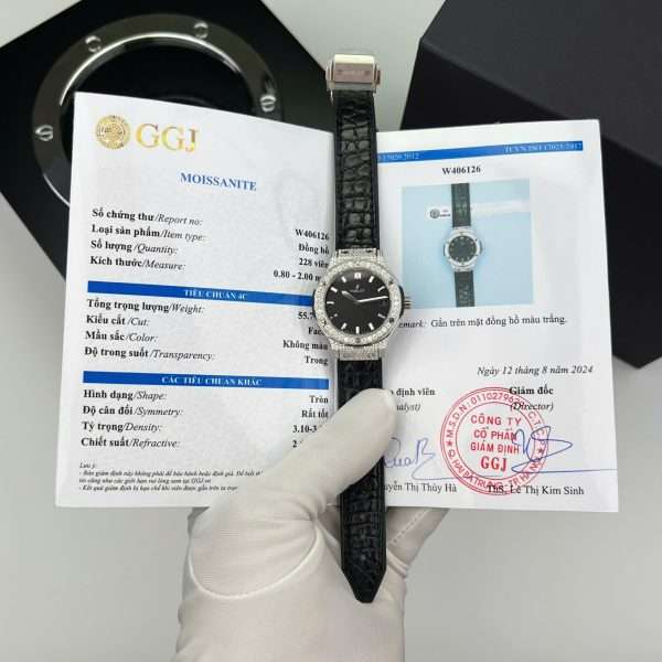 Hublot Classic Fusion Titanium Replica Wacth Black Custom Moissanite Diamonds 33mm