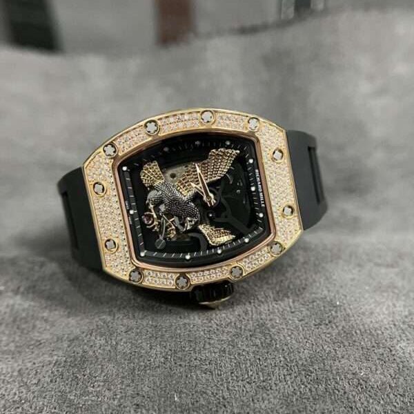 Richard Mille Replica Watch RM57-02 Falcon With Diamonds Bezel Rose Gold Case 42mm