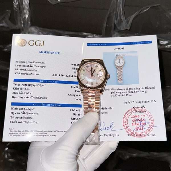 Rolex Natural Mother-of-Pearl Dial Moissanite Gold-Plated Day-Date 40mm