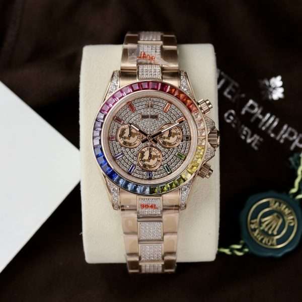 Rolex Daytona Rainbow Full CZ Stones Replica Premium Men’s Watch 40mm