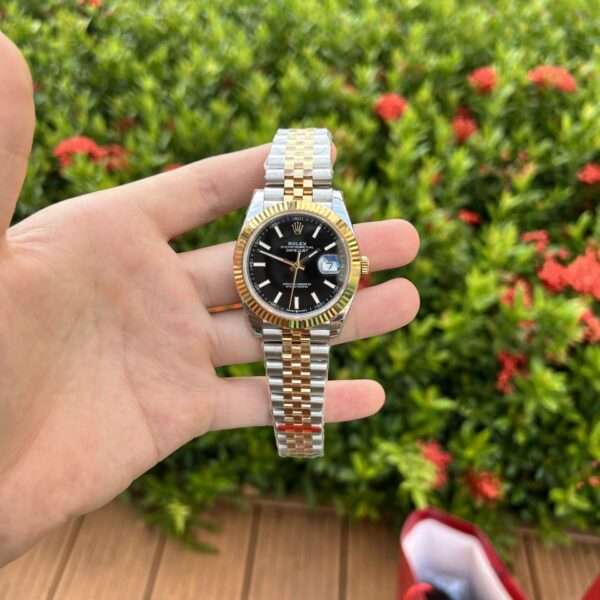 Rolex Replica 11 Watch DateJust Black Dial Demi Strap EW Factory 41mm